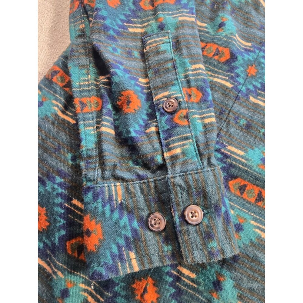 DULUTH TRADING Men’s Small Green Western Aztec Button Up Long Sleeve Shirt EUC - Picture 3 of 14